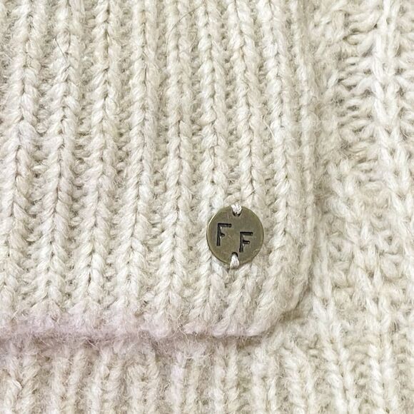 Fat Face Heidi Jumper Oatmeal Mockneck Cable Knit Patch Pocket Sweater Size 12 - Picture 7 of 12